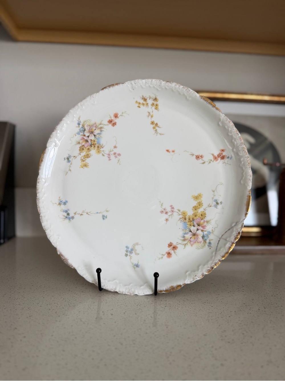 Antique Rosenthal R.C. Monbijou Bavaria Floral Dinner Plate Scalloped Gold Trim